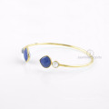 Lapis Gemstone Gold Bangle, Beautiful Rainbow Moonstone Bangle pour les femmes